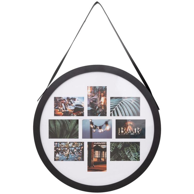 Pêle-mêle rond avec lanière Aya 9 photos noir Atmosphera créateur d'intérieur