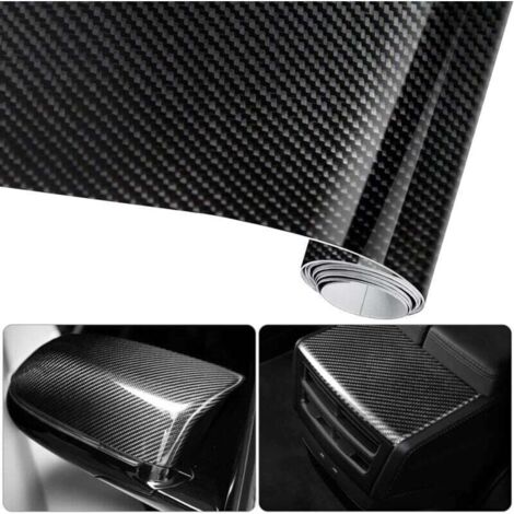 Película adhesiva de vinilo de fibra de carbono 6D impermeable para coche (2 unidades), 1,57 m x 0,3 m, antiadherente, para coche, ordenador, funda de smartphone, motocicleta y vehículo (negro)
