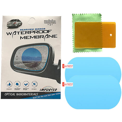 Pelicula de espejo retrovisor de coche, membrana antivaho, pelicula protectora impermeable para ventana de espejo de coche a prueba de lluvia, 2 piezas