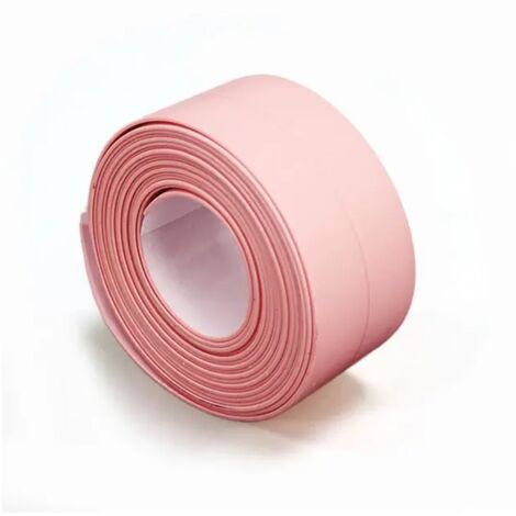 Película de pared autoadhesiva de PVC impermeable para fregadero, cocina, juntas, baño, bañera, cinta de sellado de esquinas, rosa, 320 x 3,8 cm