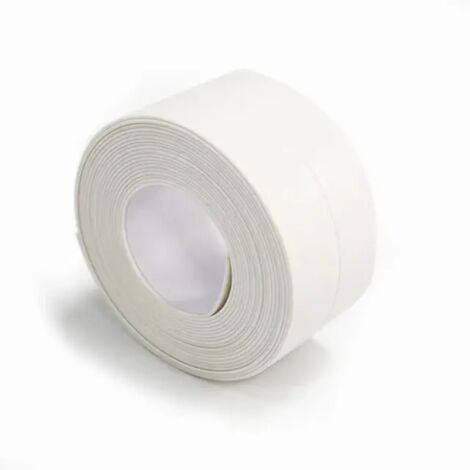 Película de pared de PVC autoadhesiva e impermeable para fregadero, cocina, juntas, baño, bañera, cinta selladora de esquinas, 320 x 3,8 cm, color blanco