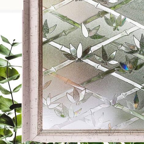Película electrostática para ventanas de privacidad (44,5 x 200 cm), diseño de flores, adhesiva, antimirones, para vidrios de privacidad.