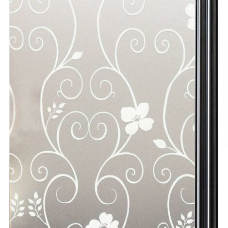 Película opaca para ventanas, lámina decorativa para ventanas, protección UV, 40 x 200 cm, flor blanca