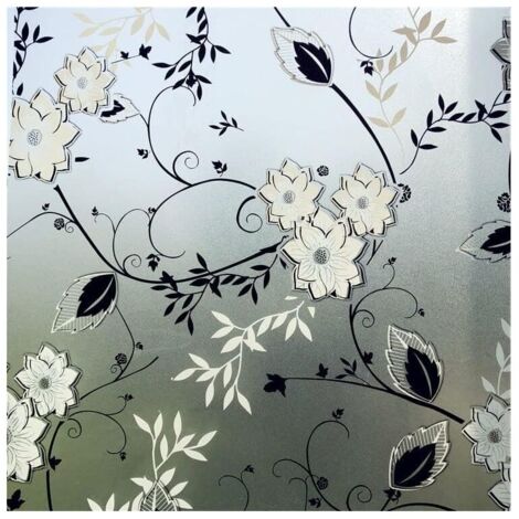 Película para ventana con motivo floral, opaca y anti-mirones, 44,5 x 200 cm, película electrostática para ventana con motivo floral