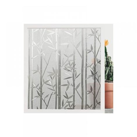 Película para ventanas, estática, antiadherente, opaca, con protección UV, ideal para cocina, oficina y dormitorio, con estampado de bambú, 40 x 200 cm