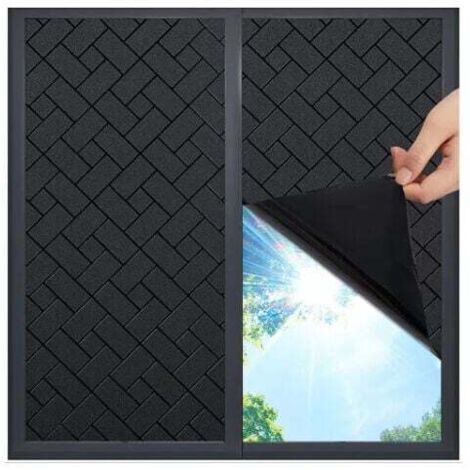 Película para ventanas (negra, 45 x 200 cm), opaca, electrostática y anti-UV, efecto esmerilado para oficina, hogar, baño, dormitorio y cocina.