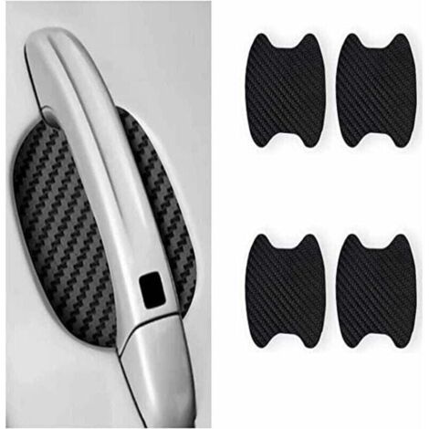 Película protectora para coche (4 unidades, negra), universal, de fibra de carbono, antiarañazos para XU. Adhesivo para manija de puerta compatible con la mayoría de las manijas de puerta - KZQ