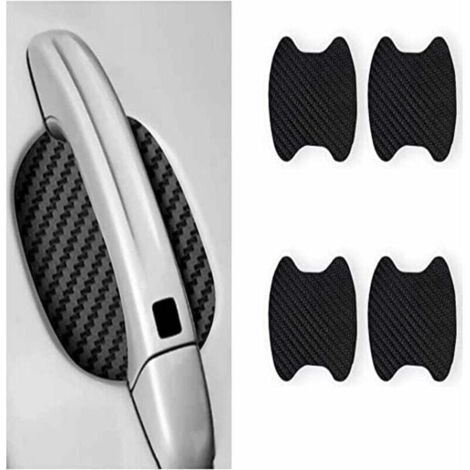 Película protectora universal de fibra de carbono antiarañazos para manijas de puertas de coche, 4 unidades (negra), compatible con la mayoría de manijas de puertas de coche.