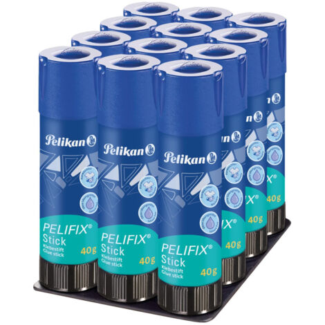 Pelikan Pelifix Colla Stick Trasparente Maxi 40g Senza Solventi Lavabile 12 Pezzi