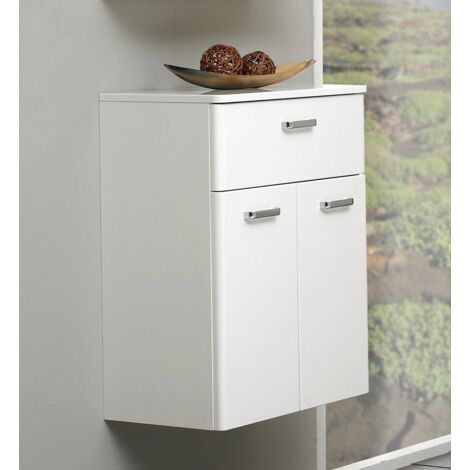Pelipal Mobile da bagno Quickset 359 in bianco lucido, larghezza 53 cm  Mobile base con 2 ante, 1 cassetto e 1 ripiano