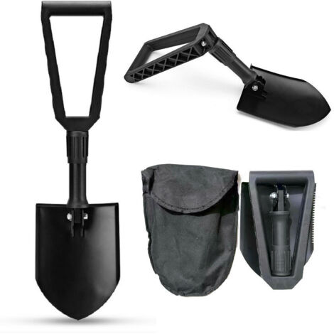 Pelle à glace indispensable pour voiture, utilisée pour déneiger, pelle pliante multifonction, pelle pliante de camping (1 noire)
