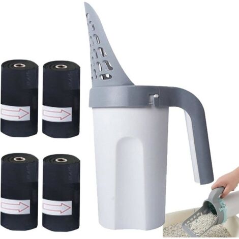 Pelle à Litière pour Chat avec Support,Poubelle Litière Portable, Ramasse Crotte de Grande Capacité,Pelle a Crotte avec Stockage