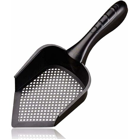 Pelle à litière pour lapins, pelle en plastique noir 30,5 x 12,7 x 5,1 cm, côtés profonds anti-éparpillement, bord pointu pour atteindre les coins, poignée ergonomique, 1 pièce