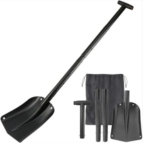 Pelle À Neige De Voiture À Long Manche De 82cm, Petite Pelle En Métal Amovible, Outil À Sable Et À Glace En Aluminium, Noir