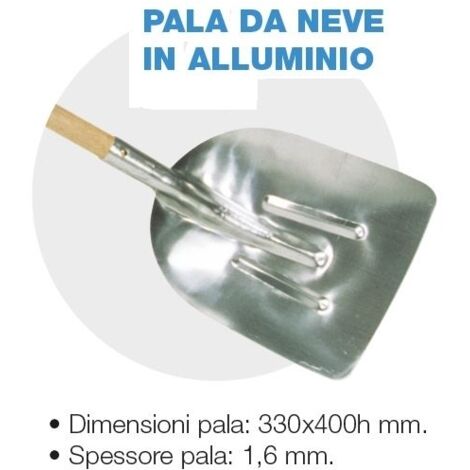 Pelle à neige en aluminium avec manche de rechange 330x400h mm épaisseur 1,6 mm