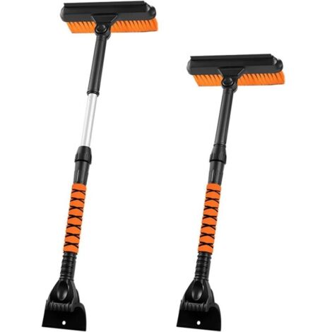 Pelle à neige pour voiture, grattoir à neige multifonction pour dégivrage et déneigement, pelle à neige amovible pour le déneigement, grattoir à glace (orange)