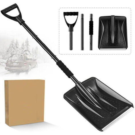 Pelle à neige télescopique rotative en acier inoxydable pour voiture , 3 en 1 , amovible , en acier inoxydable , noire