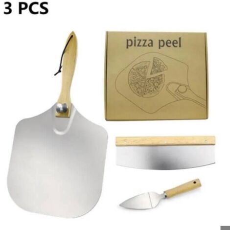 Pelle à pizza - Acier Inoxydable - 3 pièces - Idéal pour Tarte, Pizza ou Gâteau