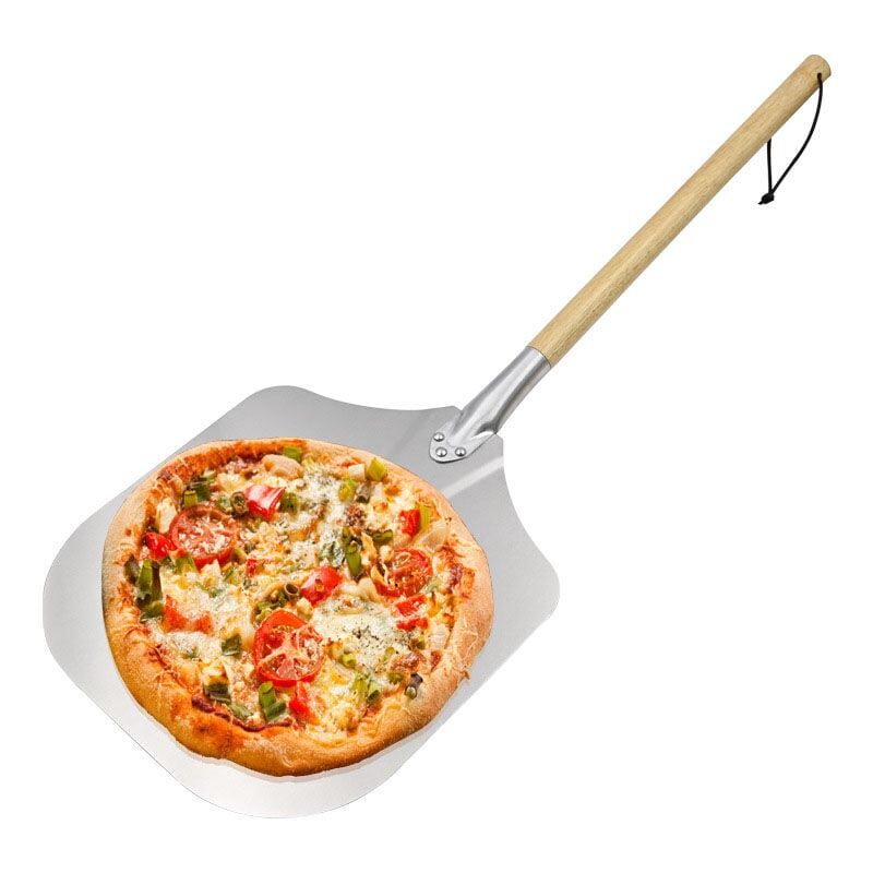 Debuns - Pelle à pizza, aluminium, manche en bois, spatule professionnelle pour four, 35cm nature/argenté - RWAccessoire de four à pizza..