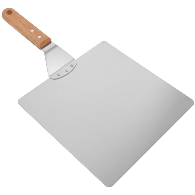 Pelle à pizza en acier inoxydable pour pâtisserie, ustensile de cuisine (argent, couleur bois)