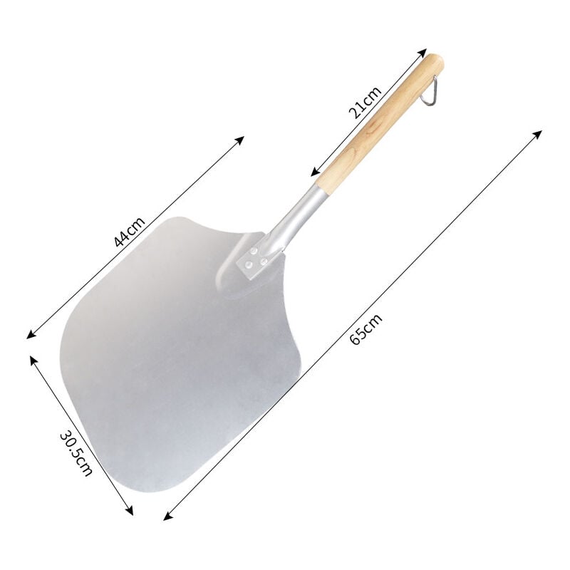 Pelle à Pizza en Aluminium avec Grande Surface et Manche en Bois - Pratique, Facile à Ranger et Idéale pour Grills et Fours - Dimensions: 65 x 30,5 cm