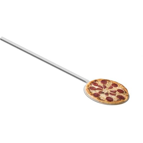 Pelle pizza ronde perforée inox Ø23cm manche 150cm + poignée coulissan