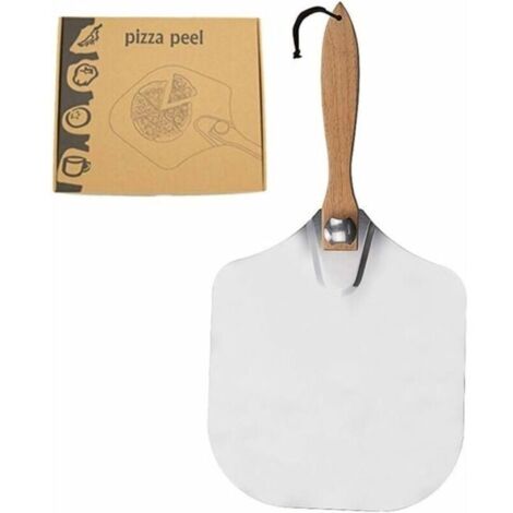 Pelle à pizza, poêle à pizza en métal en aluminium, spatule à pizza avec manche en bois pliable, pelle à pizza pour four à pizza,