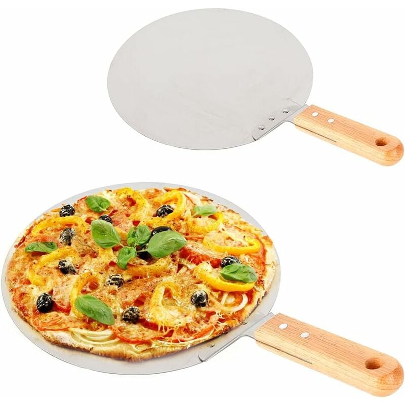 Senderpick - Pelle à pizza pour four à pizza Accessoires Pelle à pizza en acier inoxydable 43.5 cm Poignée en bois Surface 25.5 x 30 cm Coulisseau