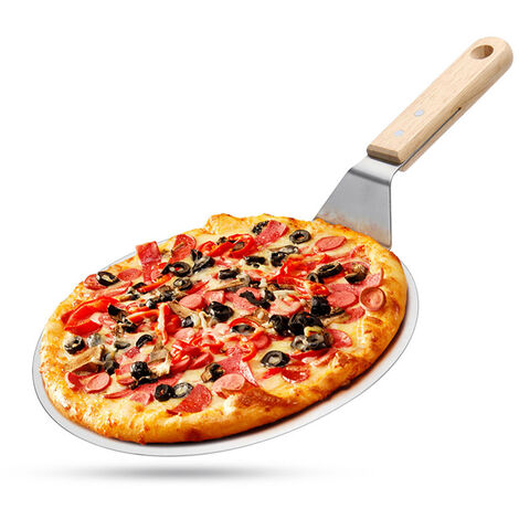 Pelle à pizza ronde perforée 33 x 33 avec manche courte de 60 cm GI.METAL