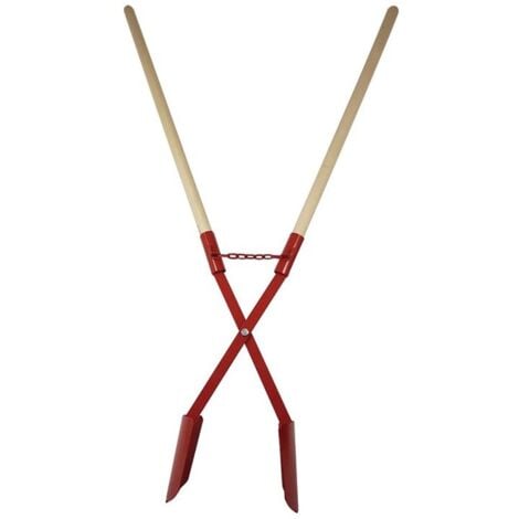 Pelle à trous de poteaux taille 1 200 x 150/110 mm avec 2 manches en frêne