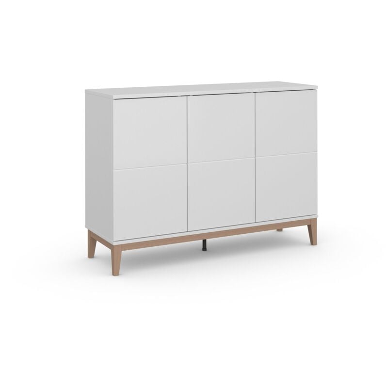 Pelle Buffet avec 3 portes effet bois blanc