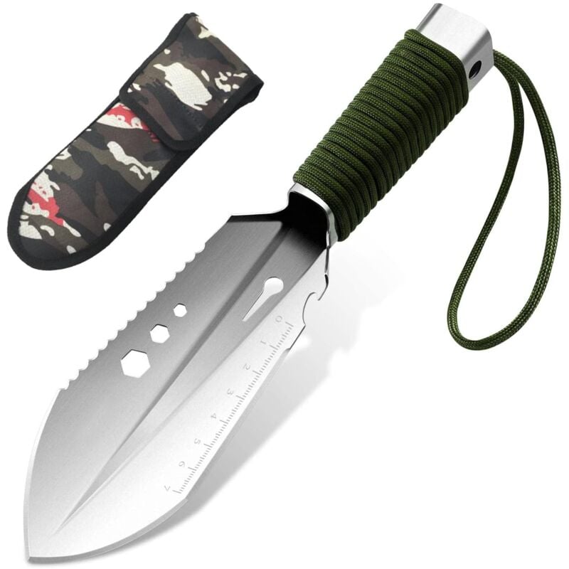 Pelle de Camping, 8 en 1Pelle de Survie Multifonction Mini Portable Pelle de Militaire Pelle Tactique(Argent)