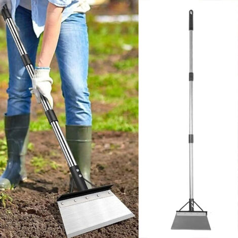 Pelle de jardin multifonctionnelle, pelle plate robuste en acier avec manche réglable, grattoir de sol, outil de jardinage pour le désherbage et le déglaçage.