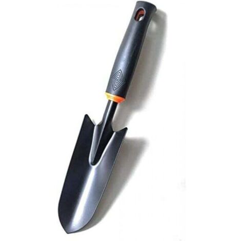 Pelle de jardin, pelle à main de jardin en acier au carbone, pelle étroite avec poignée ergonomique (noir)
