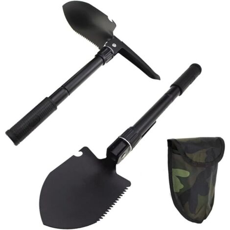 Pelle de survie pliante, mini outil de creusement robuste en acier au carbone de style militaire pour le camping tout-terrain, le jardinage,
