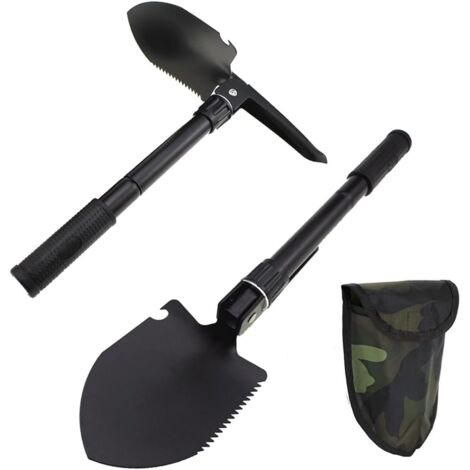 Pelle de survie pliante, mini outil de creusement robuste en acier au carbone de style militaire pour le camping tout-terrain, le jardinage, CREA
