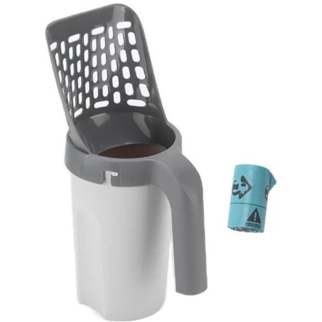 Pelle litiere chat lapin avec support ramasse crotte reservoir fine fermé grande taille ouverture dessus poubelle voyage 130994