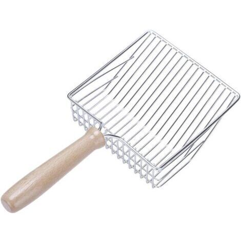 Pelle Litiere Chat Metal, Pelle à Litière pour Chat,Pelle à Litière avec Manche en Bois pour Le Nettoyage des Animaux Domestiques, Chiens, Chats,28 cm (argenté)