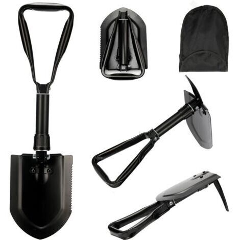 Pelle multifonctionnelle pliable de 58 cm, sac de transport avec ceinture en acier au carbone haute résistance ultra-stable, combinaison de pelle de camping pliable, adaptée à la randonnée et à la cha