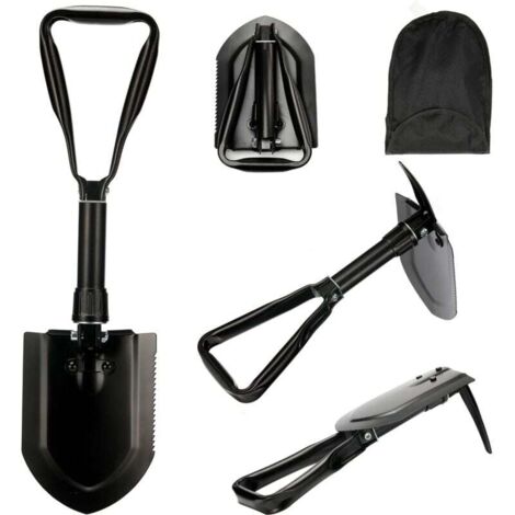 Pelle multifonctionnelle pliable de 58 cm, sac de transport avec ceinture en acier au carbone haute résistance ultra-stable, combinaison de pelle de camping pliable, adaptée à la randonnée et à la cha