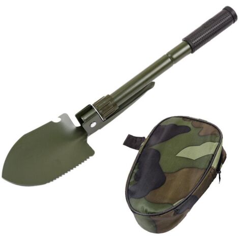 Pelle Pliable - Acier Au Carbone - Pour Camping Randonnée Survie - 4 En 1 (Pelle Pic Pioche Levier) - Avec Sac De Transport - 1 Pièce