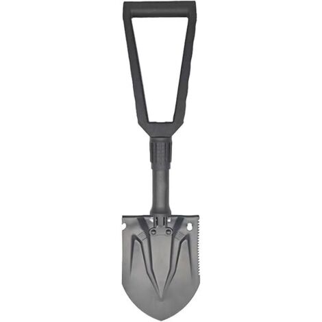 Pelle pliante d urgence - Acier au carbone haute dureté - 61 cm - Bords dentelés - Pour camping et activités extérieures - 1 pièce