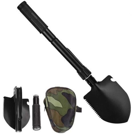 Pelle pliante d'extérieur multifonctionnelle en acier au carbone pour le camping, avec sac de rangement. Pelle pour enfants idéale pour les activités de survie.