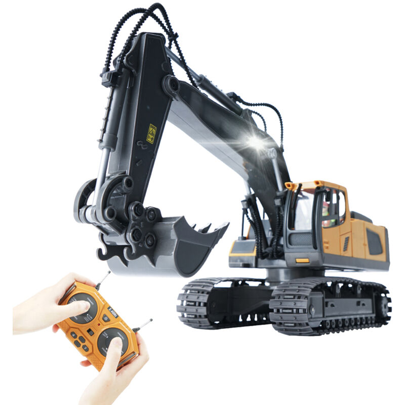 Decdeal - Pelle rc 1/20 2.4GHz 11CH, camion de Construction rc, véhicules d'ingénierie, jouets éducatifs pour enfants avec musique légère
