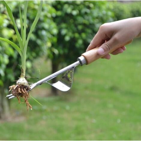 Pelle,Désherbeur de jardin multifonctionnel en acier inoxydable, manche en bois, coupe-désherbage manuel, outils d'extraction
