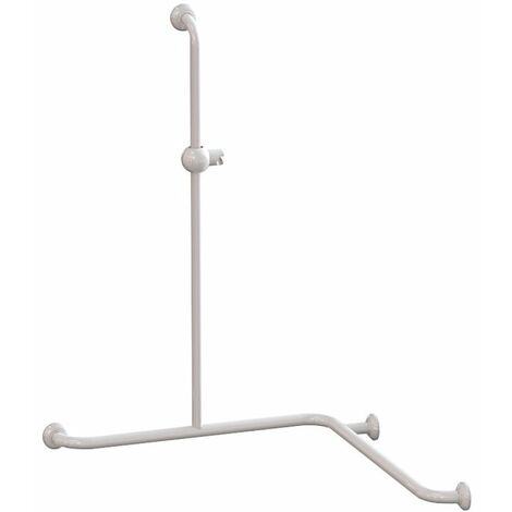Pellet – Barre de douche d'angle en aluminium – Finition époxy blanche – Tube Ø 30 mm – Fixations invisibles conformes EN 12182