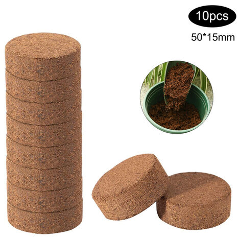 Pellet de fibra de coco, 10 piezas, tierra nutritiva, planta ligera, Base comprimida, suministros de jardín,CHINA,50x15mm