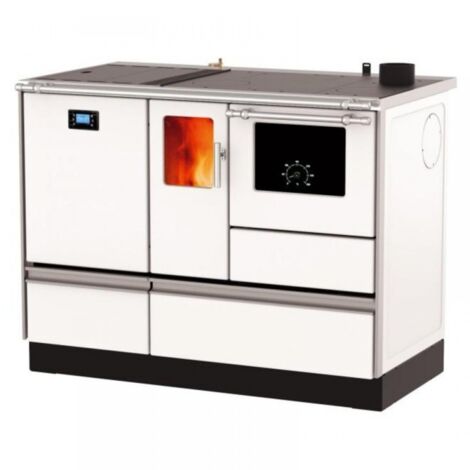 Pelletofen mit Brennofen (4,8 kW) + Boiler (15,2 kW) Sannover 20 kW Weiß