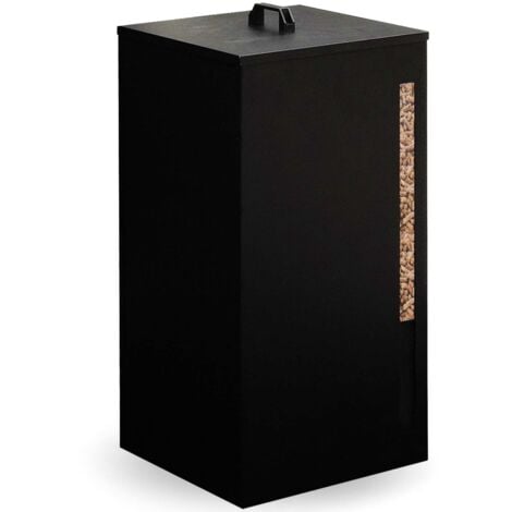 IDMARKET 45 kg schwarz Pelletsaufbewahrung 36 x 36 x 76 cm