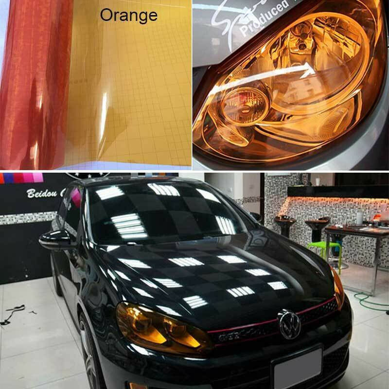 Image of Stickerslab - Pellicola adesiva colorata per fari auto anteriori e posteriori in 14 colori Colore - Arancione, Lunghezza - 30cm x 100cm